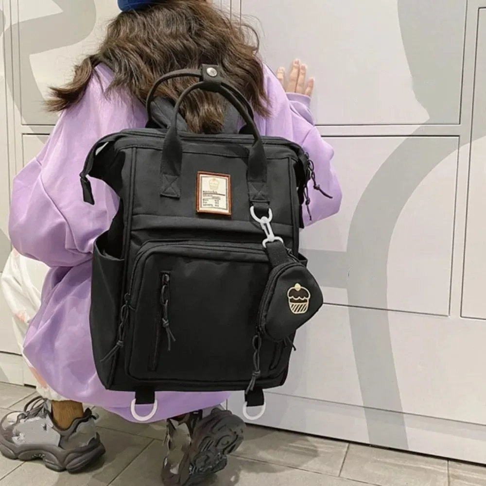 sac à dos portable pour ordinateur portable, sac à dos en nylon de style coréen, sac d'école pour collège, grande capacité, imperméable, sac à bandoulière, sac de voyage