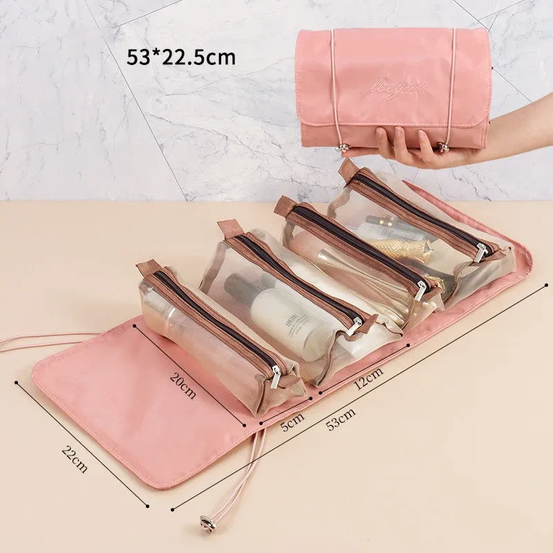 sacs à cosmétiques pour femmes, pochette de maquillage élégante en cuir pu, organisateur de produits de toilette de voyage, sac à main de rangement, fourre-tout de maquillage coréen