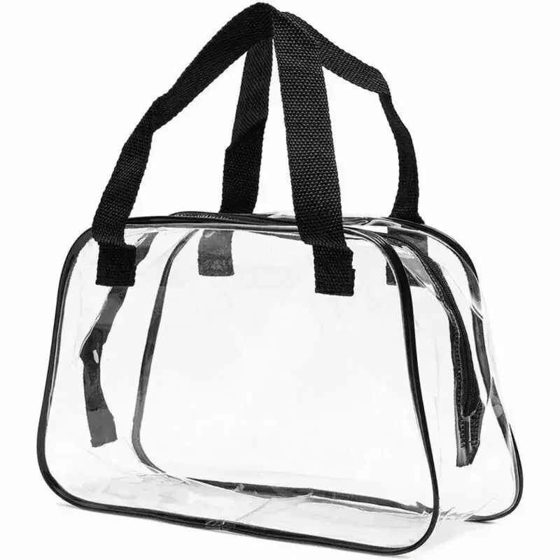 sac fourre-tout transparent approuvé pour les stades, petit sac à main pour les voyages et les concerts, sac cosmétique en pvc, sac de toilette de voyage