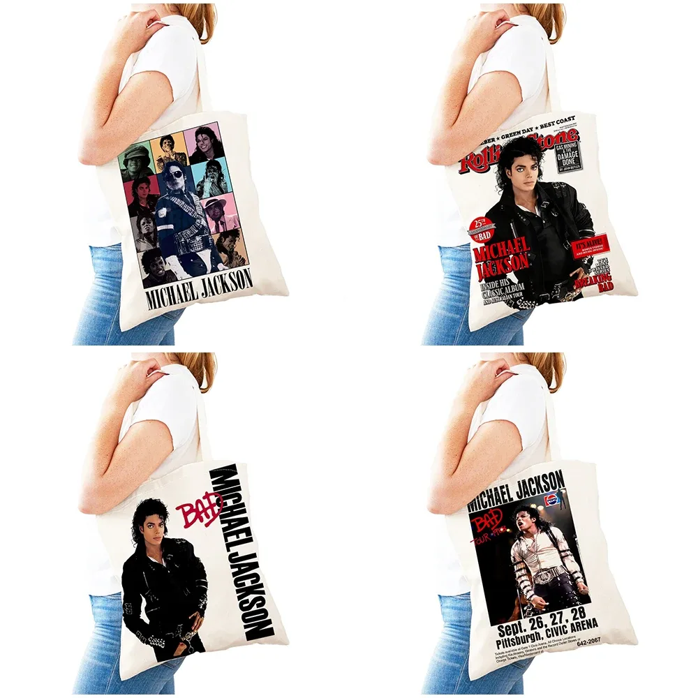 sacs à main michael jackson lady, double impression, super star, sac fourre-tout pour femme, léger, album, sac à main pour fille