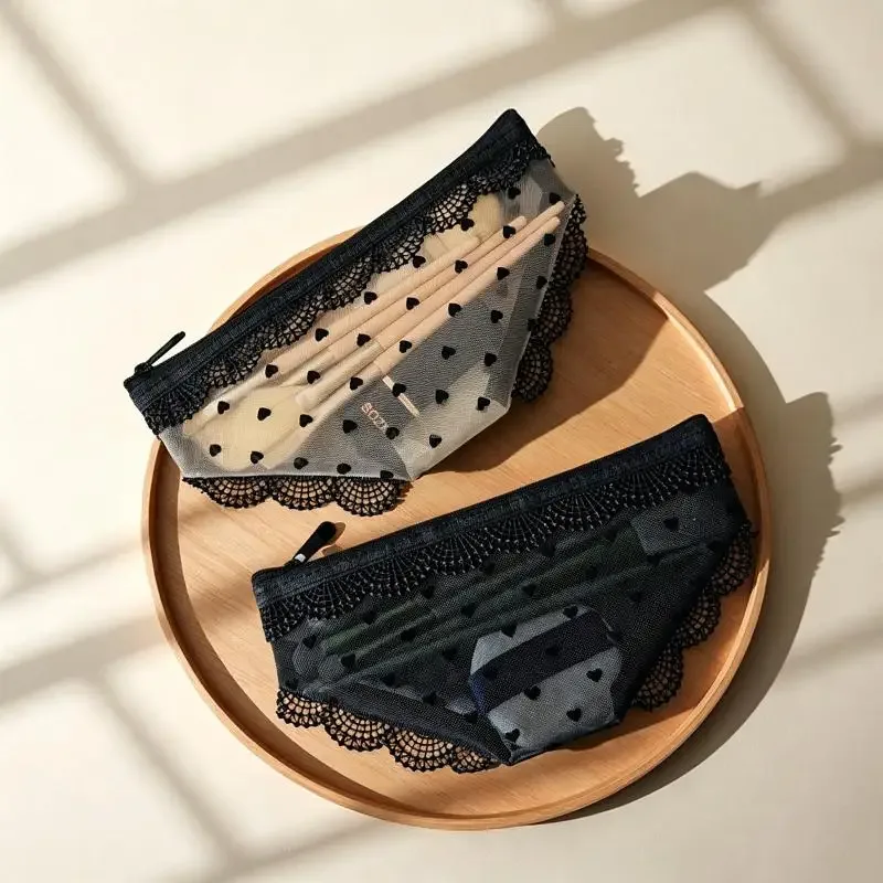 trousse de maquillage portable en dentelle et résille, format unique, avec fermeture éclair, pour cosmétiques, outils de beauté et articles de toilette, pochette de rangement ▪