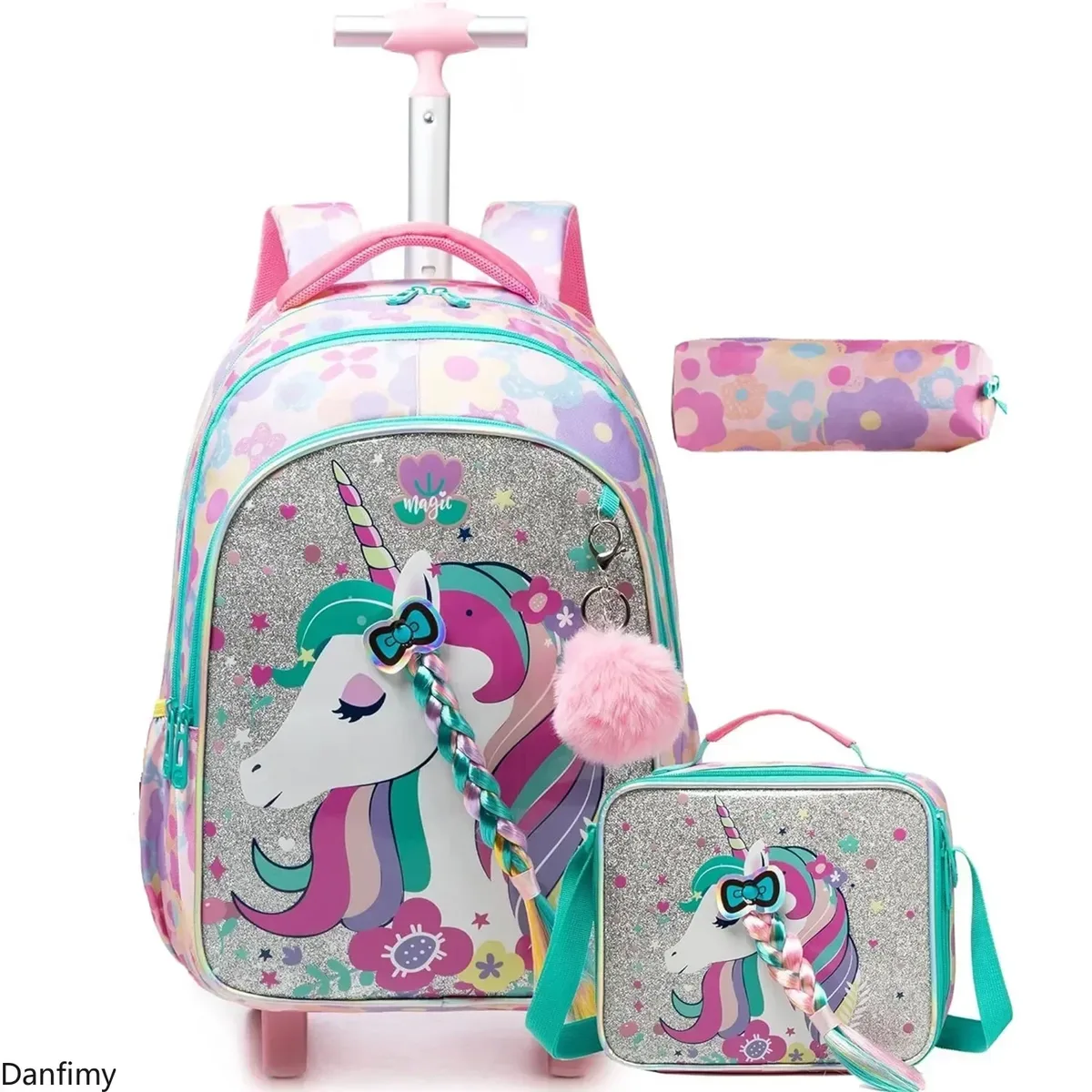 ensemble de sacs d'école à roulettes pour garçons et filles, sac à dos à roulettes pour enfants, sac à bagages à roulettes pour élèves du primaire