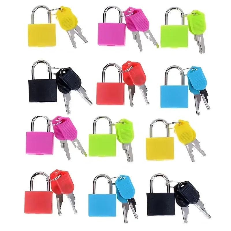 mini cadenas coloré avec 2 clés, petit cadenas pour valise, sac à bagages, tiroir, armoire, sac à dos, 3/6 pièces