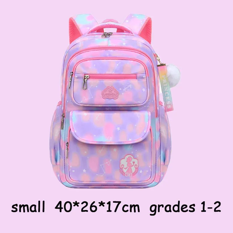 sac à dos d'école à motif nuage, rose, violet, bleu, style princesse, mignon, imperméable, kawaii