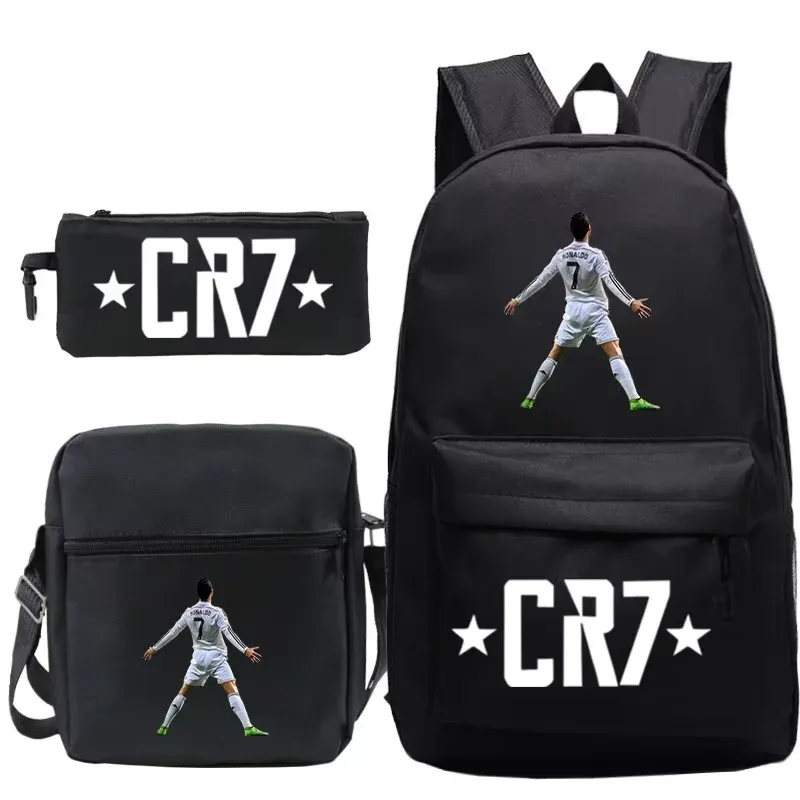 nouveaux sacs à dos cr7 3 pièces, style simple, légers, pour garçons et filles, sacs d'école, grande capacité, sacs à dos pour ordinateur portable pour adolescents, femmes et hommes, sacs de voyage