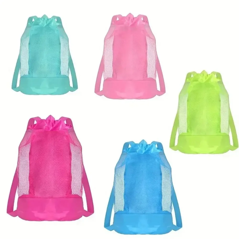 sac à dos de plage résistant au sable, fermeture à cordon, sac de plage en maille extra-large, bretelles réglables, sac de collecte de coque, sac de voyage