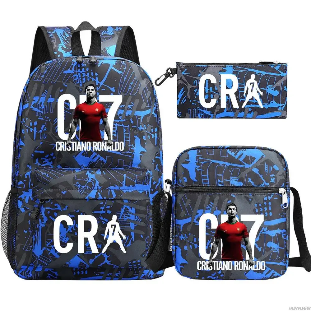chimsports-sac à dos cr7 pour hommes et femmes, cartable étudiant, cartable de voyage, sac à dos universitaire, ordinateur portable, garçons, filles, hommes, femmes, nouveau, 3 pièces