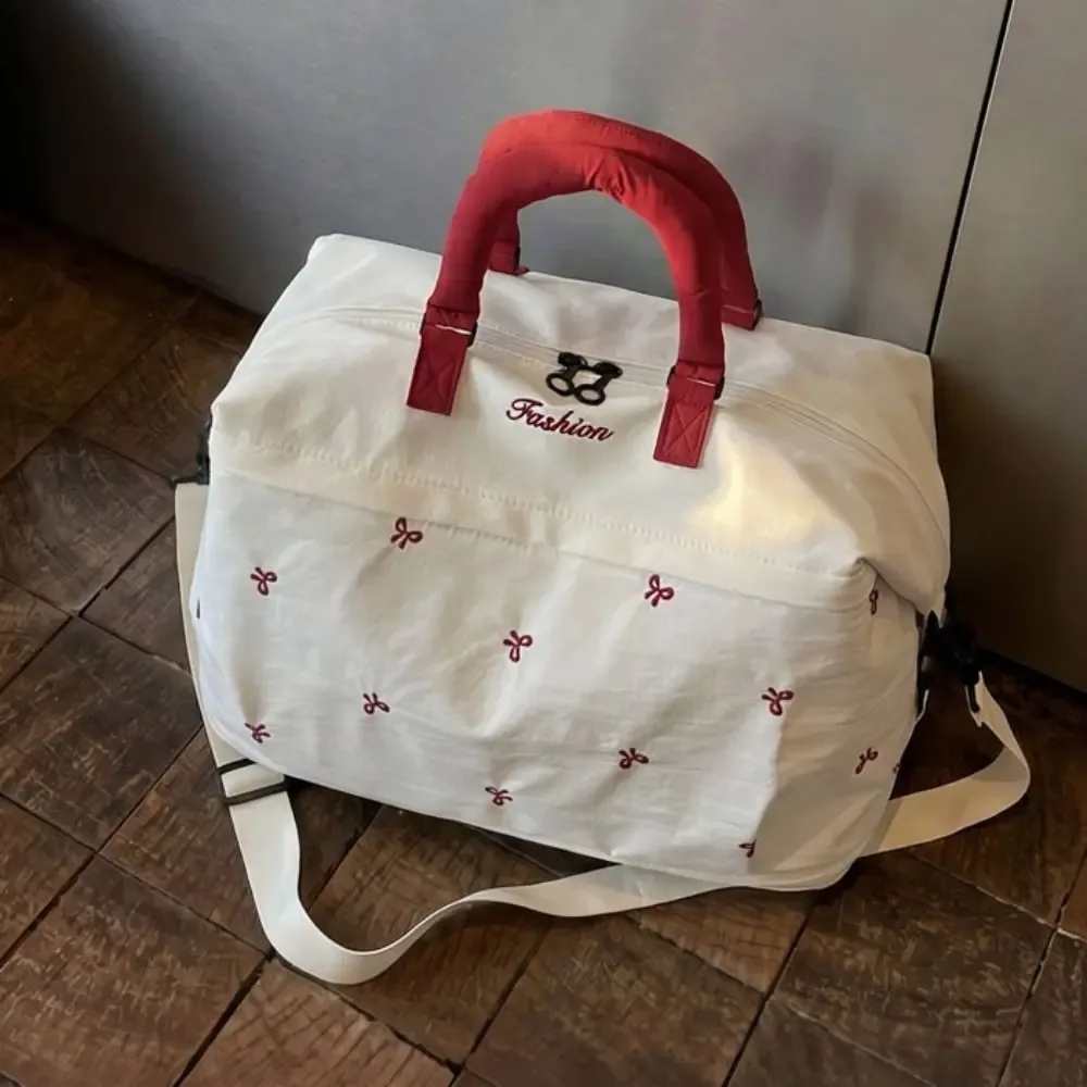 sac de voyage grande capacité imperméable avec nœud papillon, sac de sport à bandoulière ins, sac de fitness portable, sac bandoulière pour courts séjours