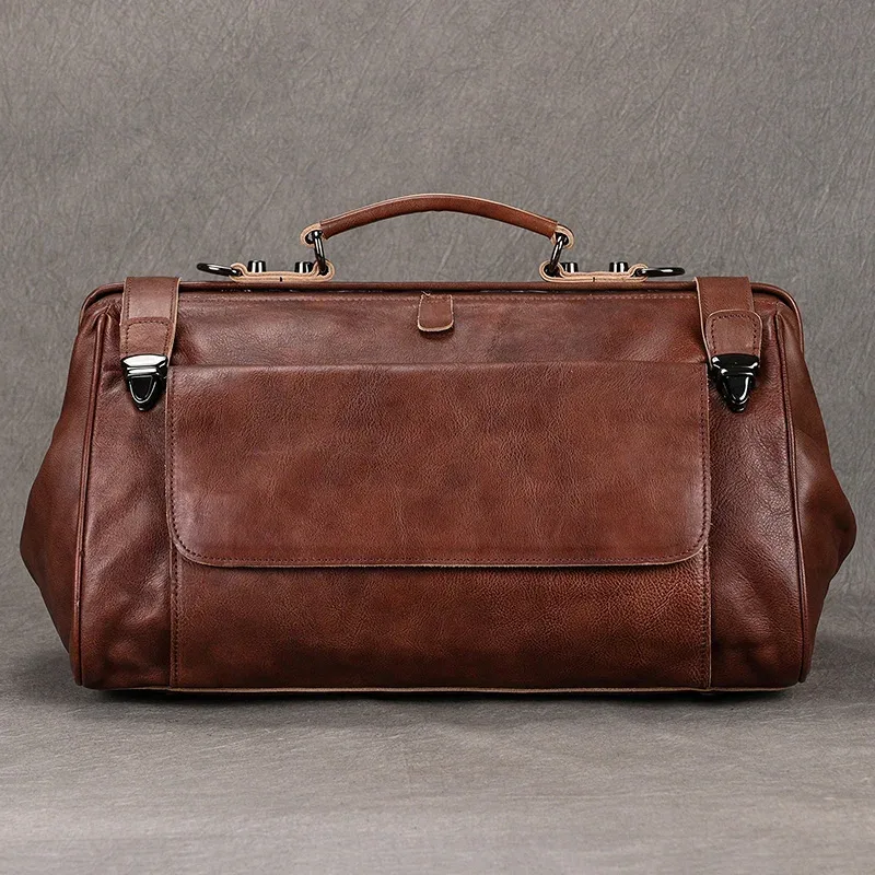 style de luxe en cuir véritable bagage à main sac véritable peau de vache voyage sac à main sac à bagages pour hommes femmes weeek duffle