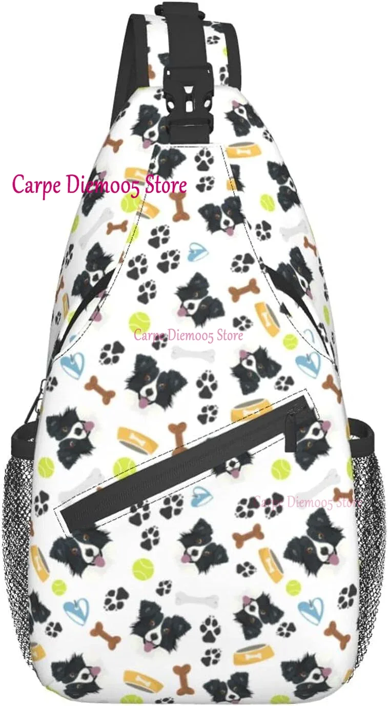 collie – sac à dos à bandoulière en corde, motif floral, triangle, canfeng, sac à dos pour voyage, randonnée, sac de jour