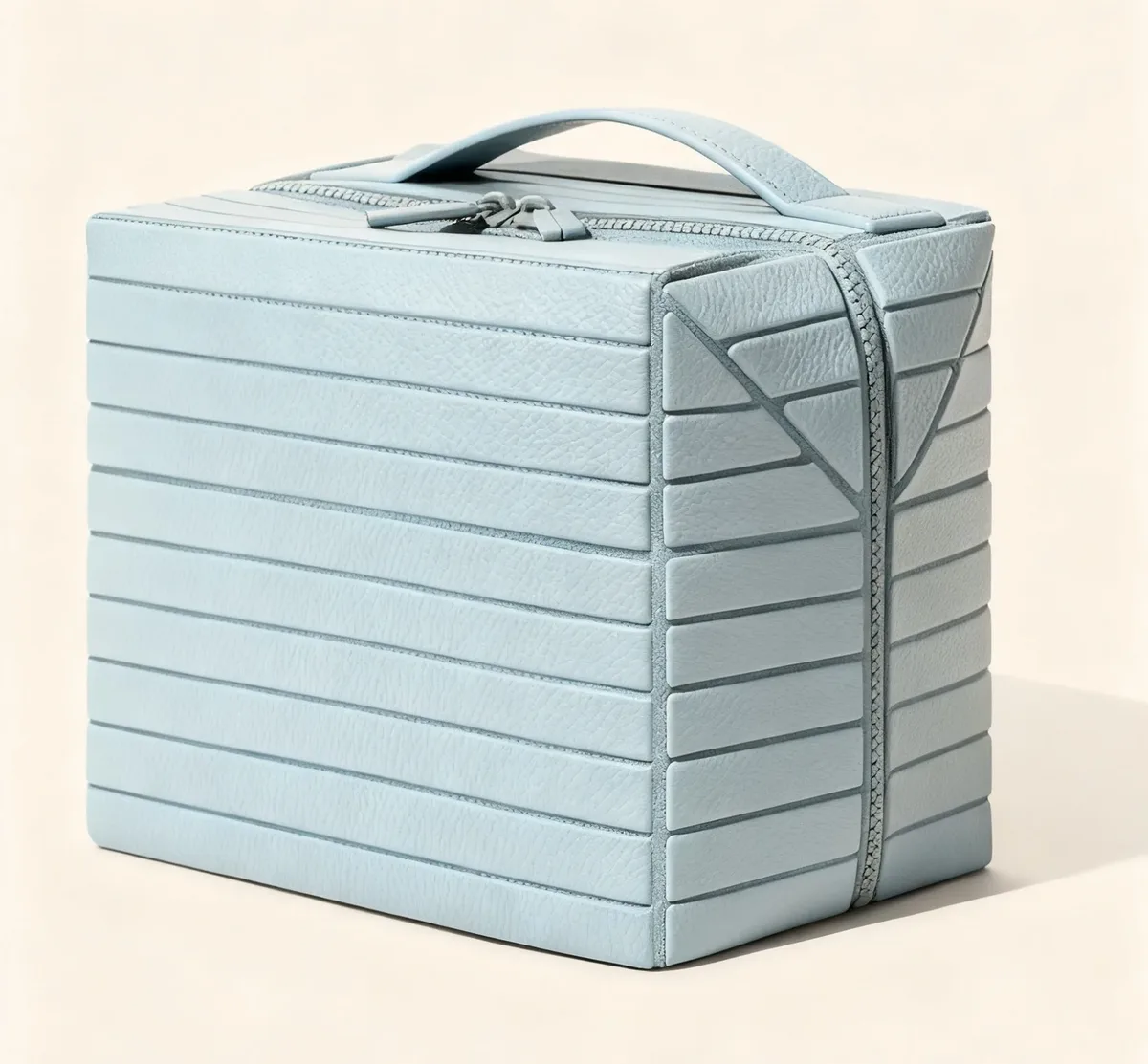 sac de voyage à maquillage en cuir pu rayé pour femme 2026, organiseur de cosmétiques chic à coque rigide portable grande capacité et double fermeture éclair