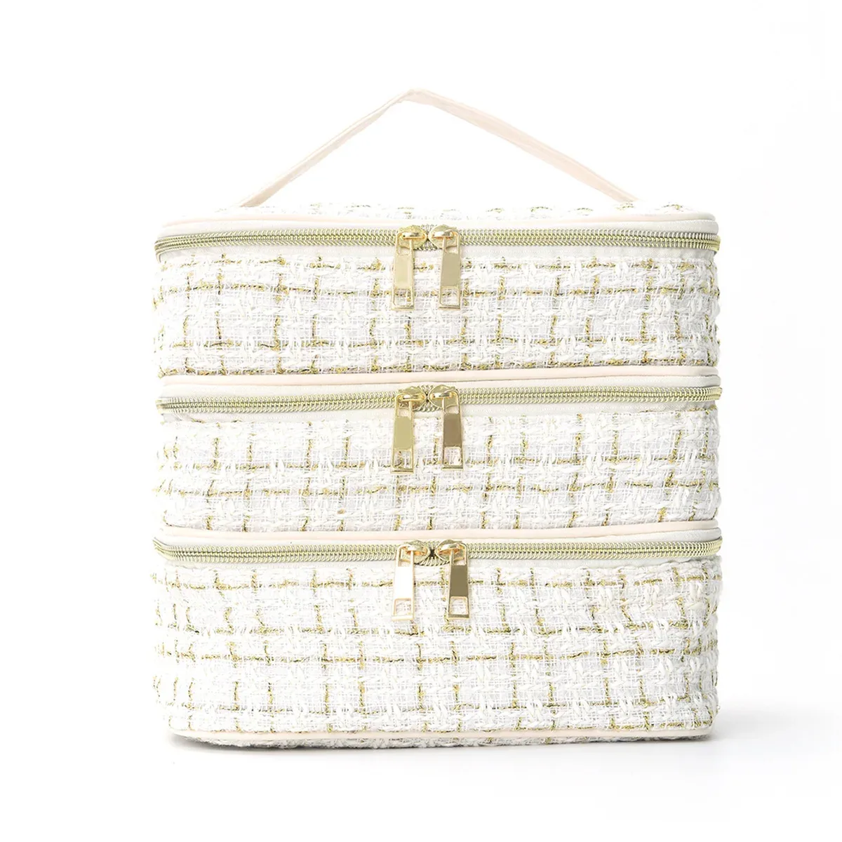 trousse de maquillage à trois couches de luxe, grande capacité, trousse de toilette portative de grande valeur, sac à main de voyage pour cosmétiques