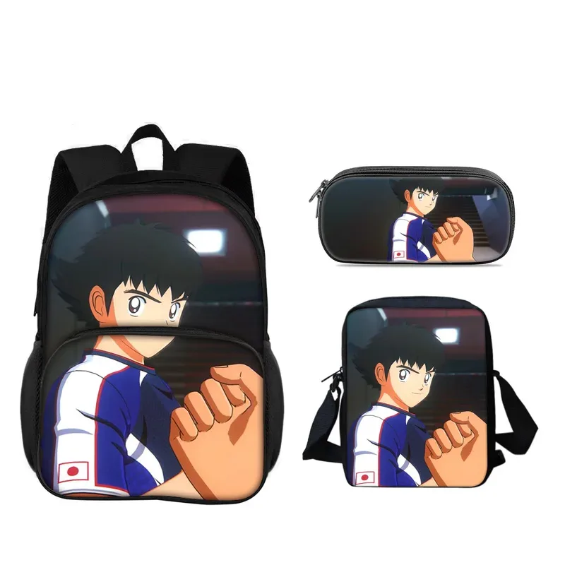 sac à dos captain tsubasa, sac à stylos, sac à bandoulière, ensemble de 3 pièces, polyvalent, pour garçon ou fille, meilleur cadeau d'anniversaire