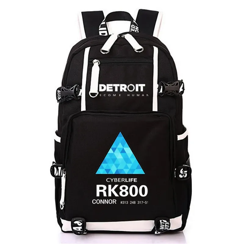 sac à dos usb anime detroit cosplay mochila, sac à dos scolaire, sac à dos pour ordinateur portable, sac lancé, jeu devenu humain