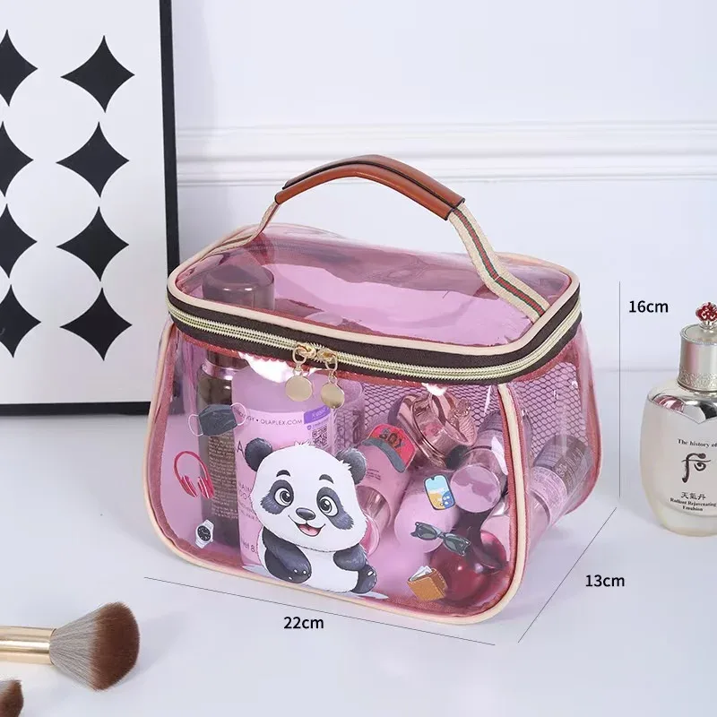 sac de maquillage en pvc transparent, imperméable, portable, organiseur de toilette de voyage, grande capacité, pochette de rangement cosmétique à fermeture éclair