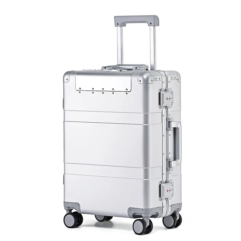 valise à roulettes tout en aluminium pour hommes et femmes, bagage à main de voyage, 20 pouces, haute qualité, dernier cri
