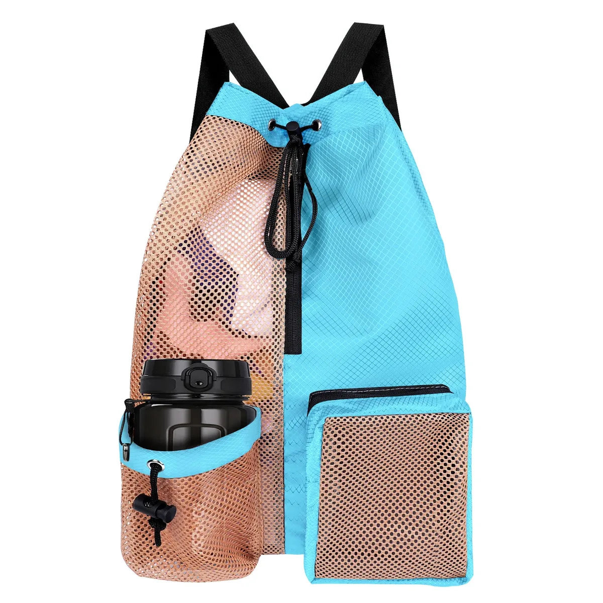 sac de bain en maille avec cordon de serrage, sac à dos de plage polyvalent avec poche humide pour la natation, la salle de sport et l'équipement d'entraînement
