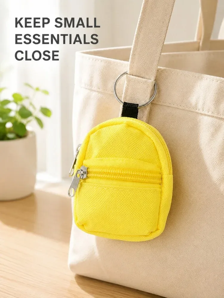 mini sac à dos porte-monnaie porte-clés avec deux poches zippées, pochette de rangement fonctionnelle pour petits essentiels, joli accessoire de sac pour le quotidien