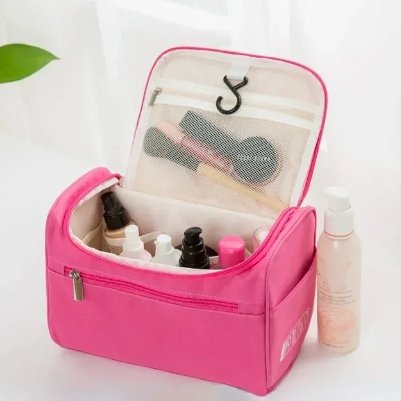 sac de maquillage esthétique en tissu oxford imperméable avec crochet de suspension portable pour femmes, sac de voyage de grande capacité pour organiser les cosmétiques