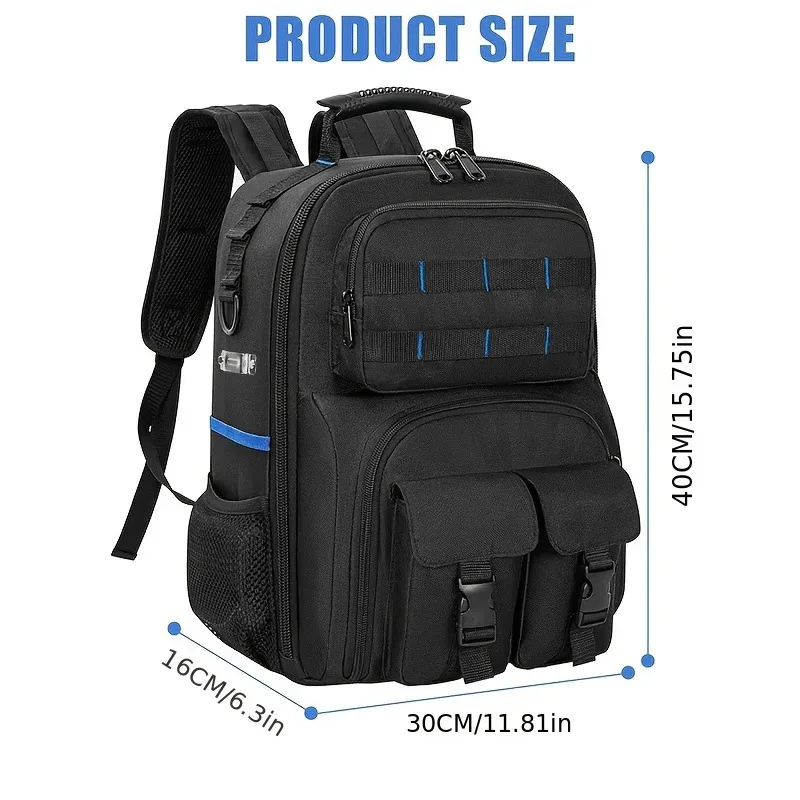 sac à dos multifonctionnel en tissu oxford résistant à l'usure, avec compartiment rembourré amovible pour outils électriques, sac à dos imperméable pour travaux en extérieur