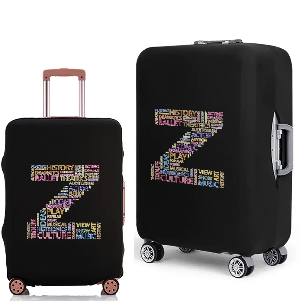 étui à bagages 2022, housse de protection avec texte 26 lettres, motif de voyage, élastique, housse anti-poussière pour valise de 18 à 28 pouces