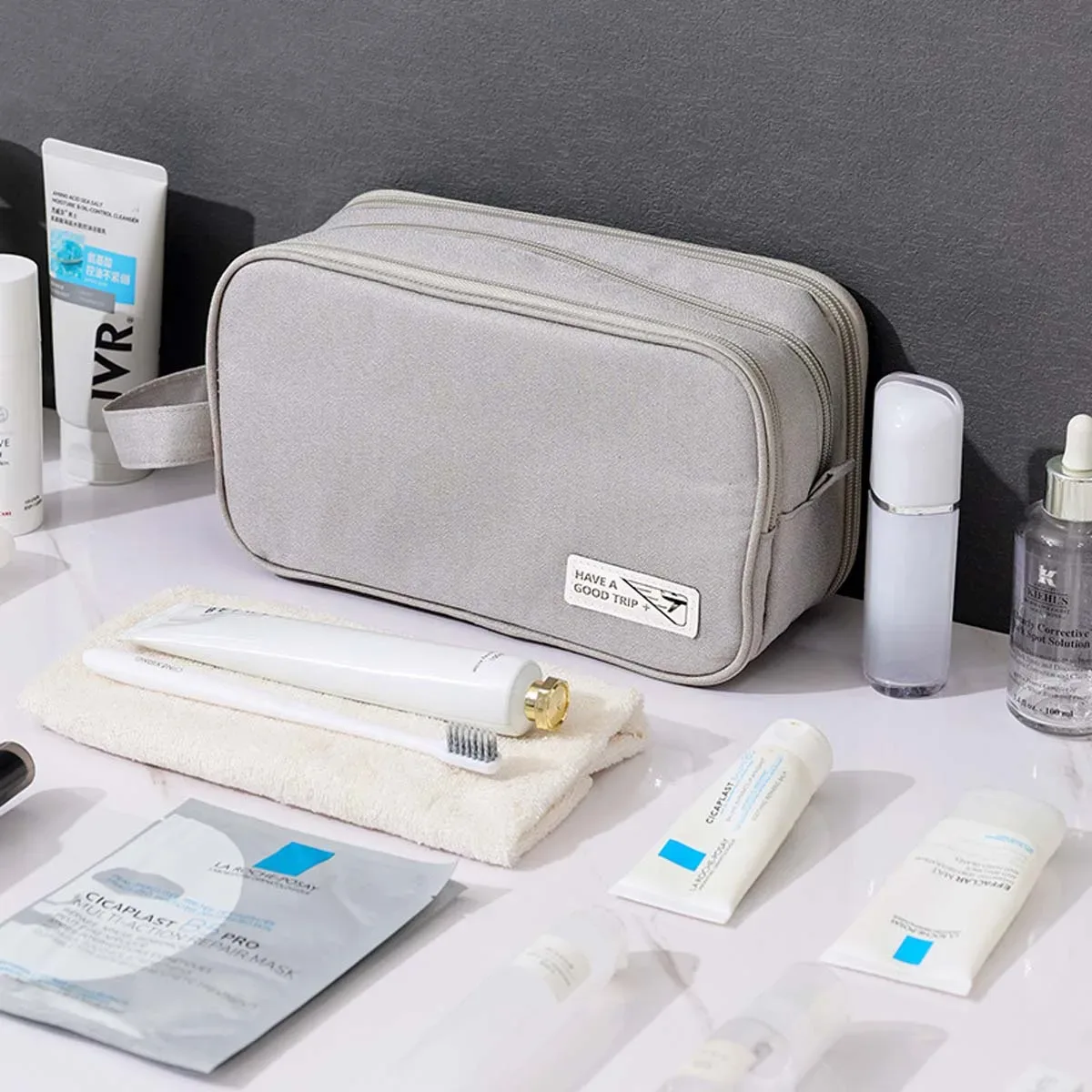 trousse de toilette simple pour voyage d'affaires pour hommes, sac de séparation sec et humide portable, sac de rangement de cosmétiques de voyage de grande capacité, vente en gros