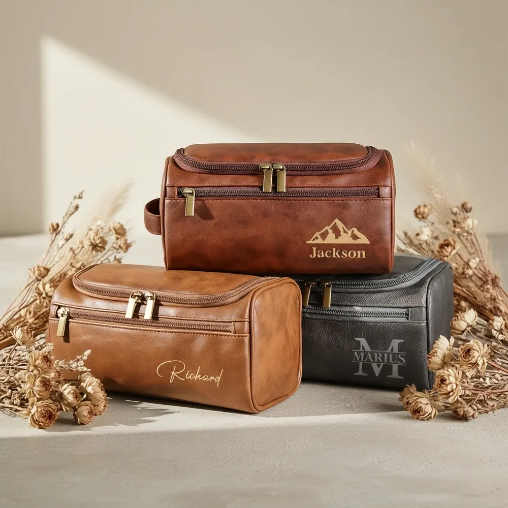 trousse de toilette suspendue à motif personnalisé, sac de lavage portable classique pour articles de rasage et soins de la peau, idéal pour les voyages d'affaires quotidiens