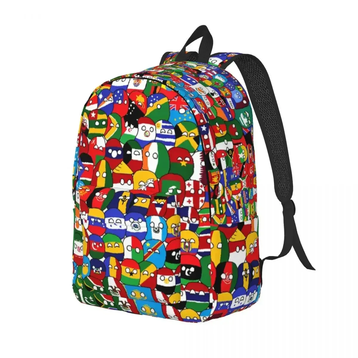 sac à dos de dessin animé countryball, sac à livres scolaire, sac à dos en toile avec motifs de pays et de la terre, sac pour la maternelle et la préscolaire