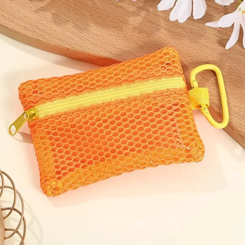 trousse de maquillage en maille transparente, pochette cosmétique portable élégante avec fermeture éclair, conception plate pour les articles de toilette et le rangement du maquillage