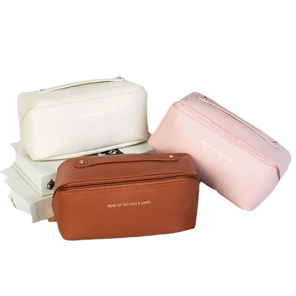 sac de rangement de grande capacité en cuir pu de haute qualité, vente directe d'usine, portable de voyage, nouveau sac de maquillage pour oreiller 2024