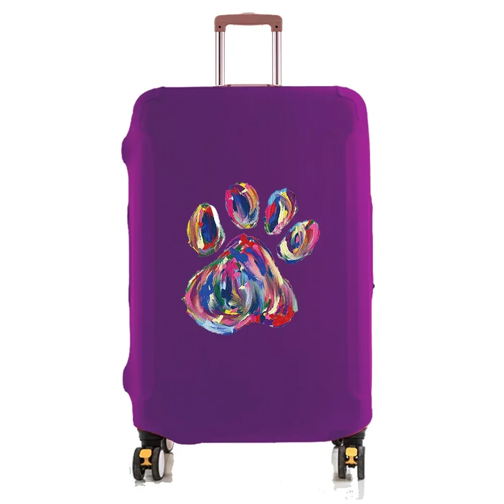 housse de protection pour valise avec empreintes de pieds colorées, couverture anti-poussière élastique plus épaisse pour valise à roulettes de 18 à 32 pouces, accessoires de voyage