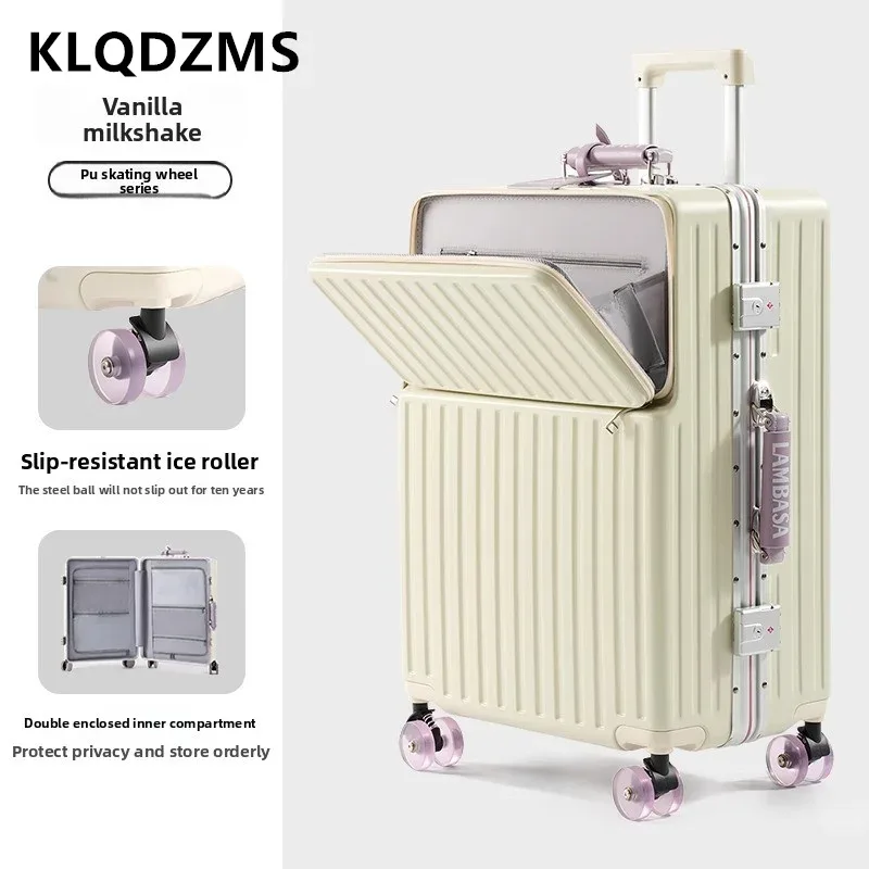 KLQDZMS valise ouverture avant boîte d'embarquement boîtier de chariot pour ordinateur portable 20 "24" 26 "28 pouces boîte de mot de passe de grande capacité avec bagage à roulettes