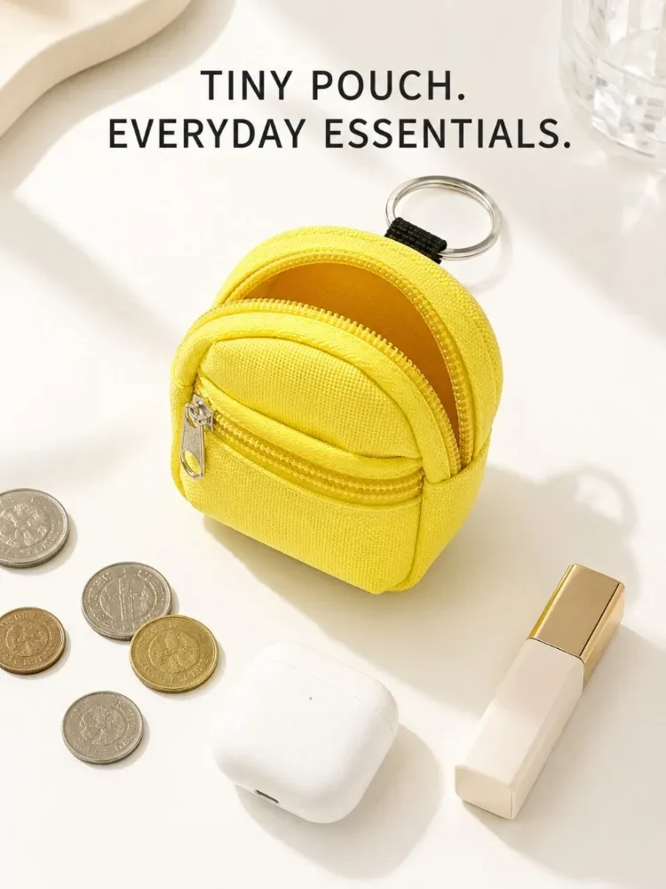 mini sac à dos porte-monnaie porte-clés avec deux poches zippées, pochette de rangement fonctionnelle pour petits essentiels, joli accessoire de sac pour le quotidien