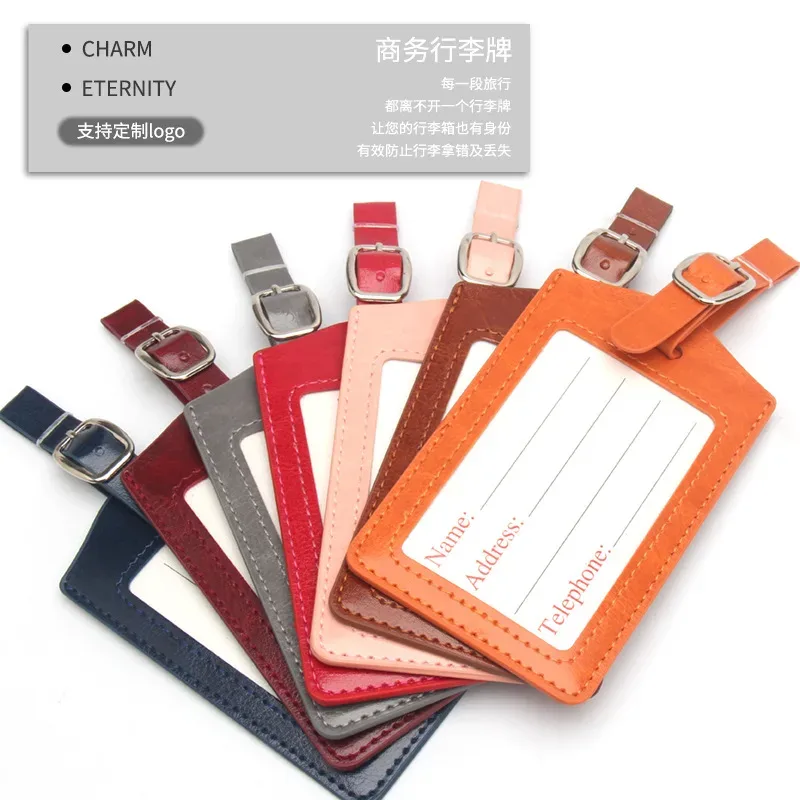étiquette de bagage créative en cuir épais pour carte d'embarquement d'avion, étiquette de bagage pour valise de voyage, étiquette de bagage mignonne, étiquette nominative et d'adresse