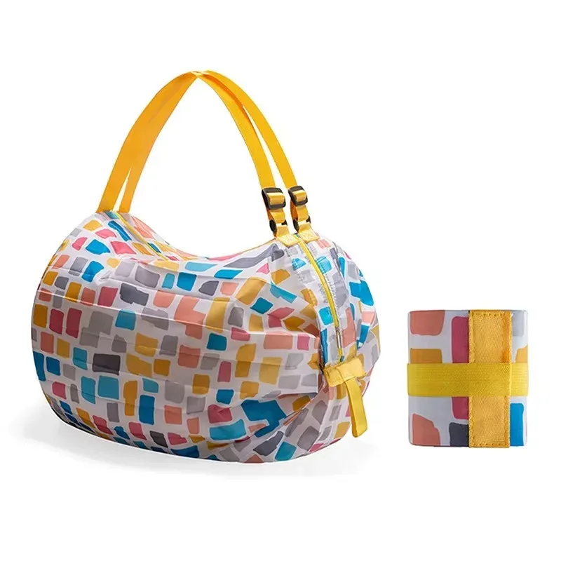 sac fourre-tout en nylon camouflage grande capacité pliable avec poignée pour le shopping et l'organisation