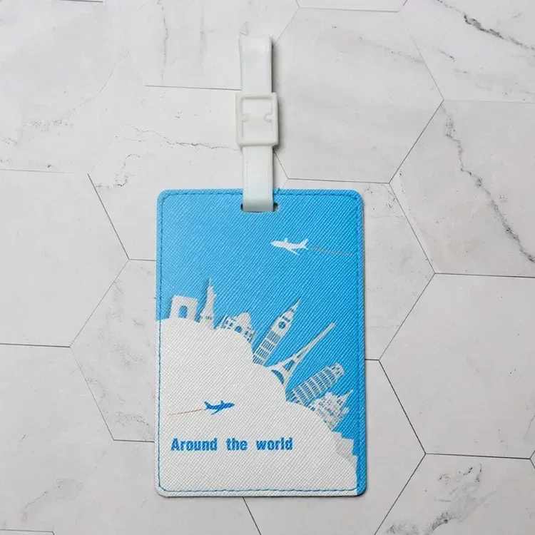 porte-adresse d'identification de valise en pu, étiquette d'embarquement de bagages, étiquette portable créative de voyage, accessoires de voyage de haute qualité, étiquette de bagage