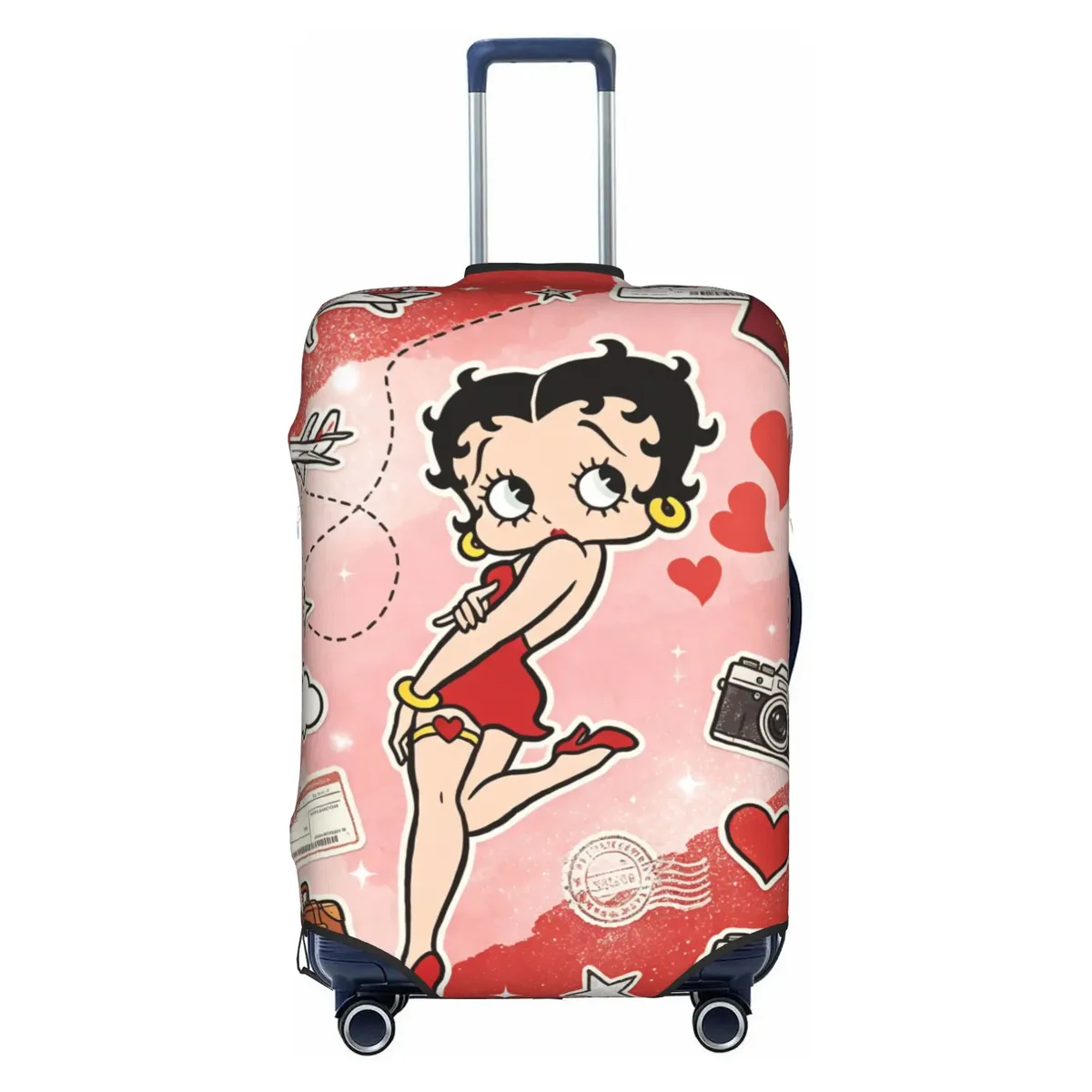 housse de valise élastique personnalisée b-bettys cartoon boop, housse de bagage de voyage classique d'anime pour valises de 18 à 32 pouces