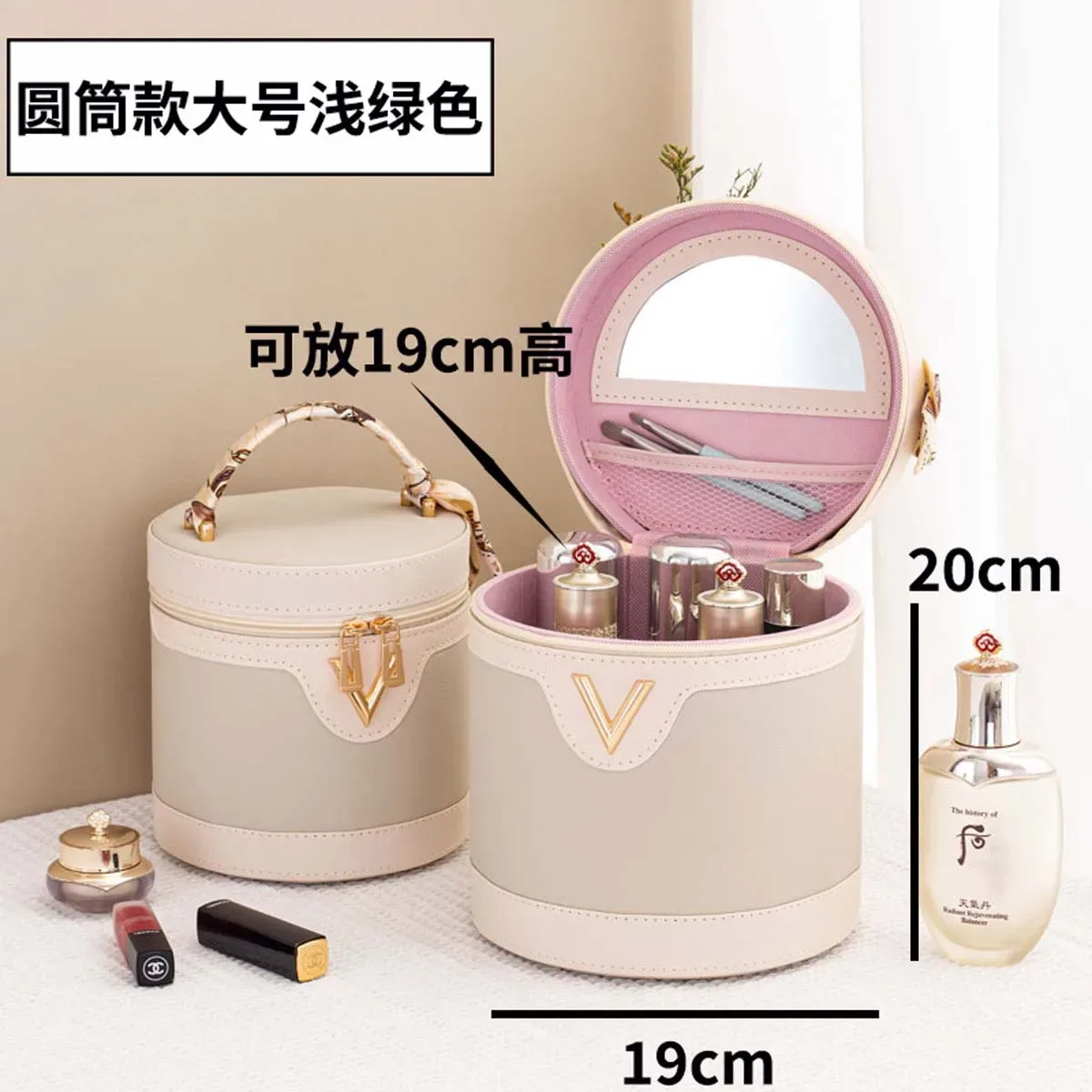 sac seau à motif litchi, trousse de maquillage grande capacité avec poignée, sac de maquillage multifonctionnel, imperméable, portable, vente en gros