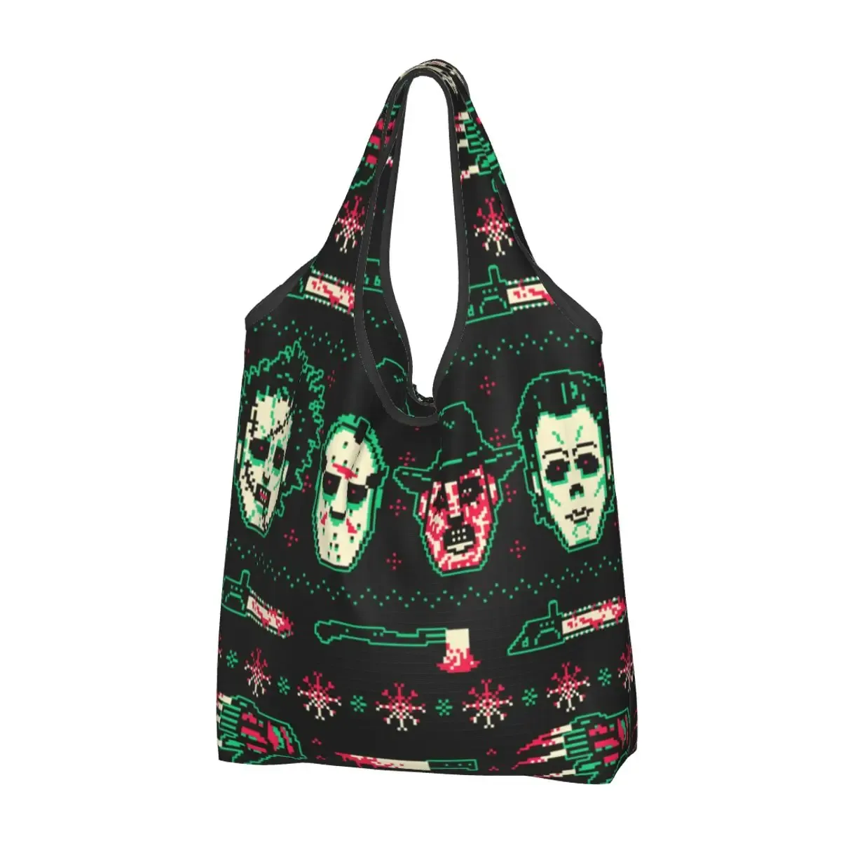 sac à provisions réutilisable personnalisé pour femme, sac fourre-tout portable, sacs d'épicerie, halloween, film d'horreur, rick