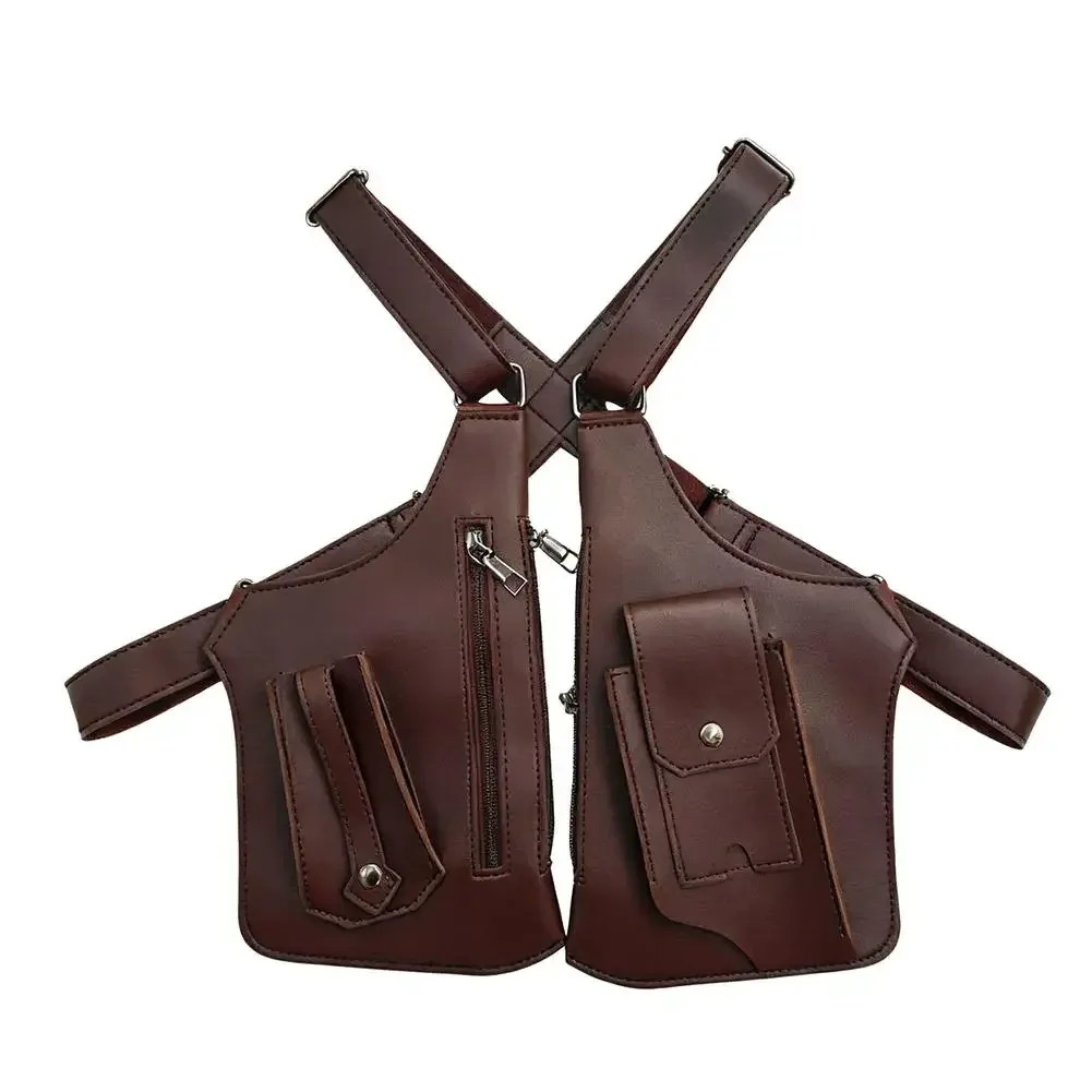 sac de poitrine style gilet, sac à dos utilitaire en cuir pu, streetwear réglable, sac à bandoulière tactique pour gilet pour moi l9b4