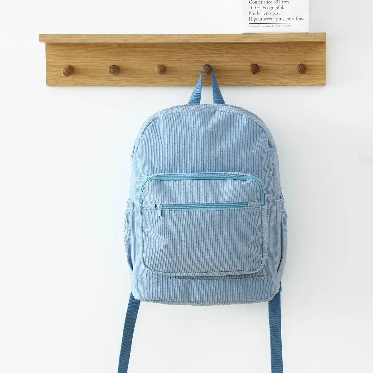 sac à dos en velours côtelé avec fermeture éclair pour fille adolescente, sacoche d'école, décontracté, pour voyage en plein air