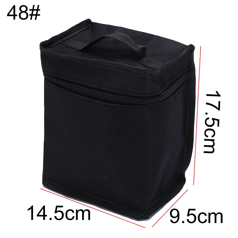 trousse de maquillage de grande capacité, sac cosmétique en toile pliante noire, stylo marqueurs d'art, fermeture à glissière, 5 tan