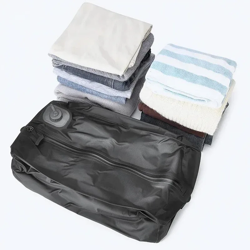 sac de compression automatique (pompe à air intégrée) réutilisable, pliable, pour voyages en plein air, valises et sacs à dos