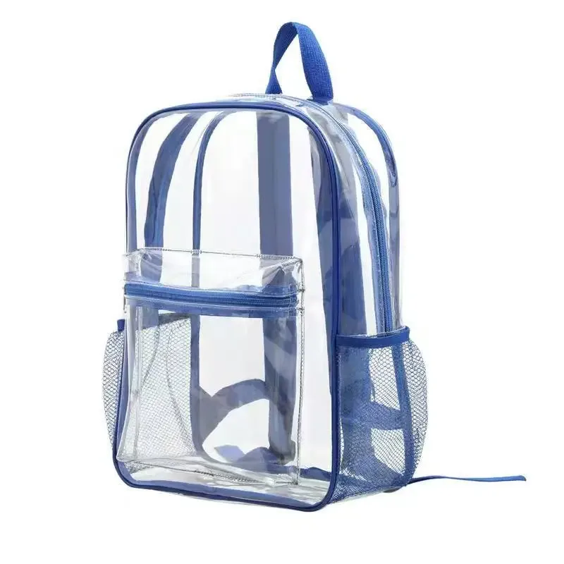 sac à dos transparent en pvc transparent, grande capacité, sangle à coussin d'air, imperméable, résistant à l'usure, sac d'école unisexe pour enfants, pour voyage