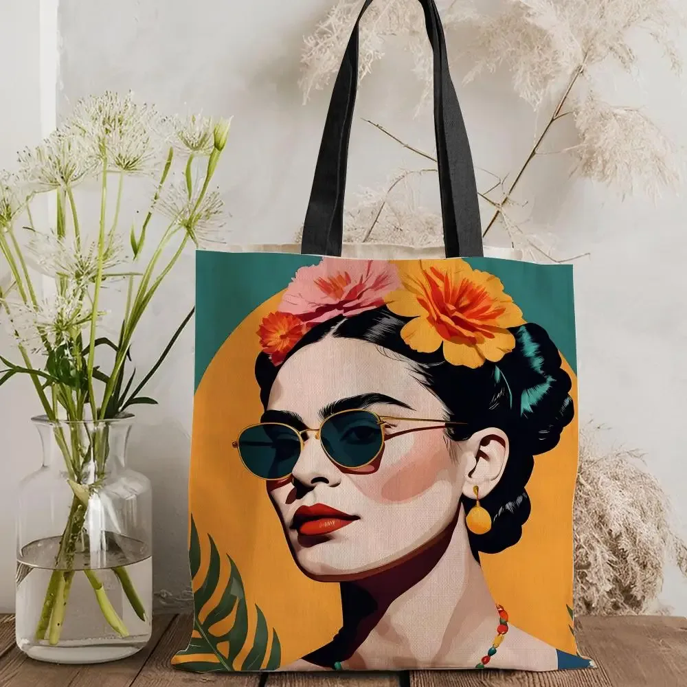 sacs de rangement pour l'art, sac fourre-tout en toile imprimé double face, sac à main à bandoulière grande capacité pour femme, tendance
