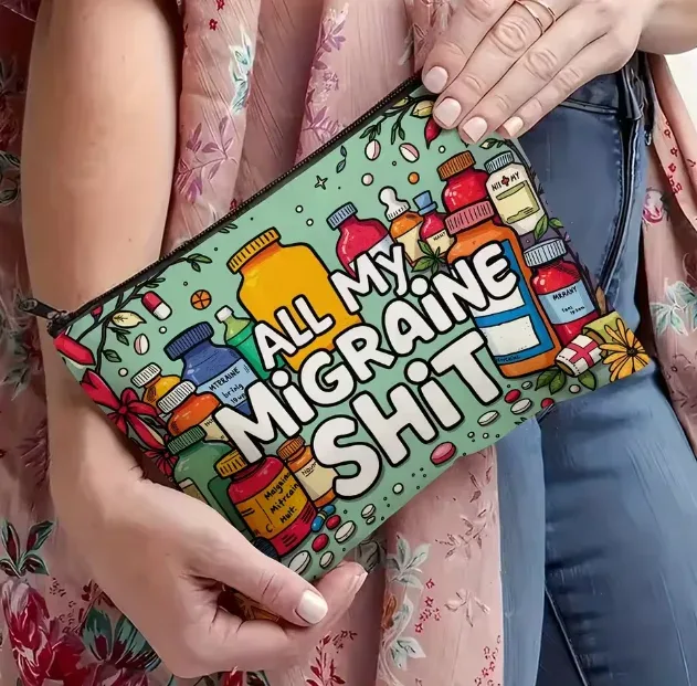 sac à cosmétiques a my migraine - une jolie pochette multifonctionnelle à fermeture éclair pour femmes, un sac de rangement pour bijoux