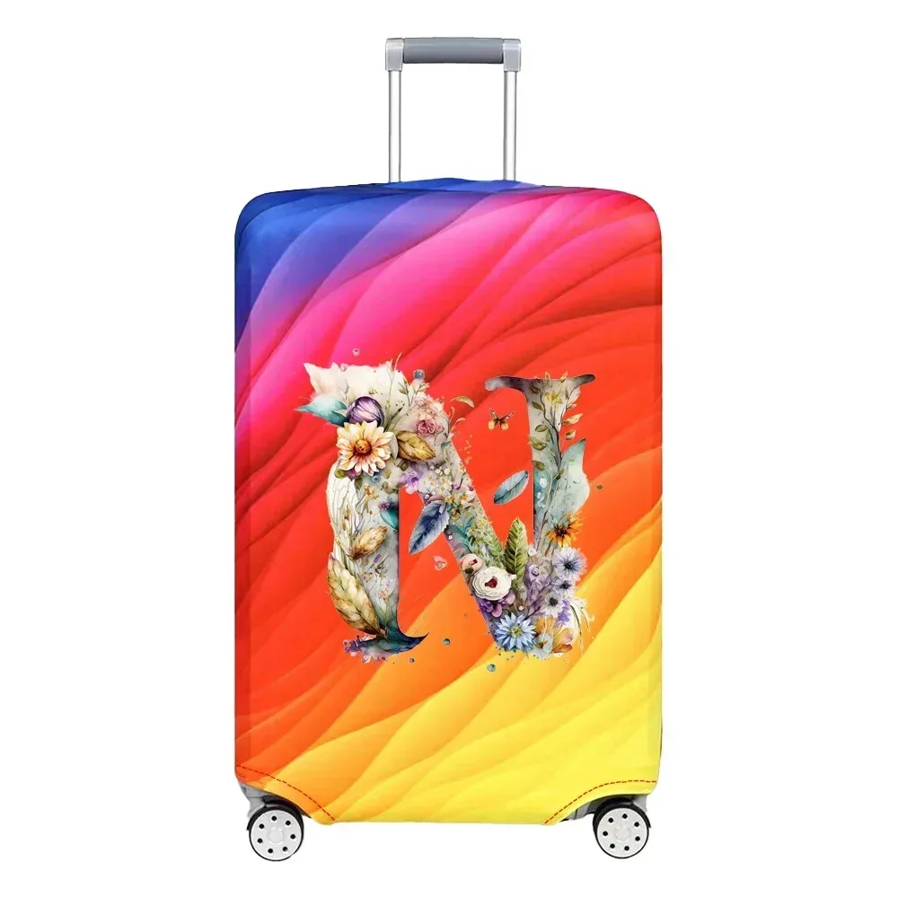 housse de protection extensible pour valise, série florale et lettres, pour valises de 18 à 32 pouces, organisateur de voyage
