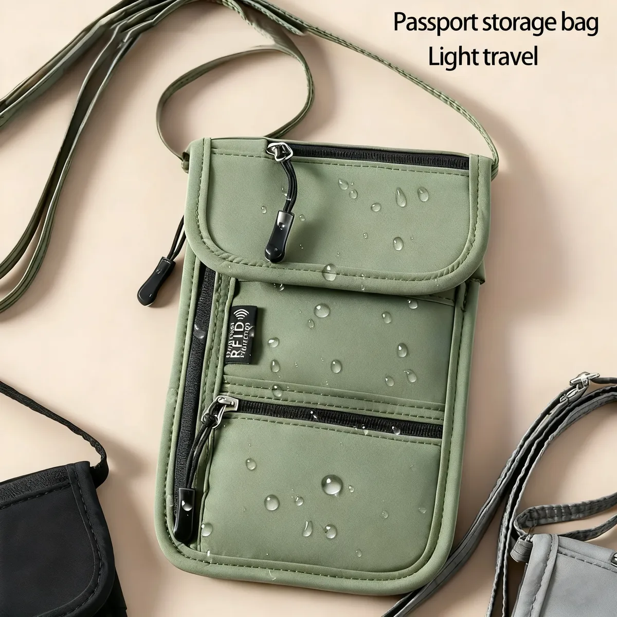 portefeuille de cou personnel avec blocage rfid, porte-passeport de voyage, pochette de cou cachée, organisateur super léger avec sangle réglable