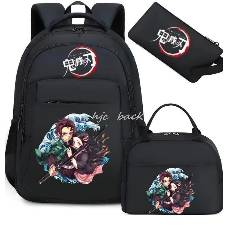 lot de 3 sacs à dos camouflage demon slayer kamado nezuko, grande capacité, pour étudiants, filles et garçons, adolescents, avec compartiment pour ordinateur portable, style harajuku