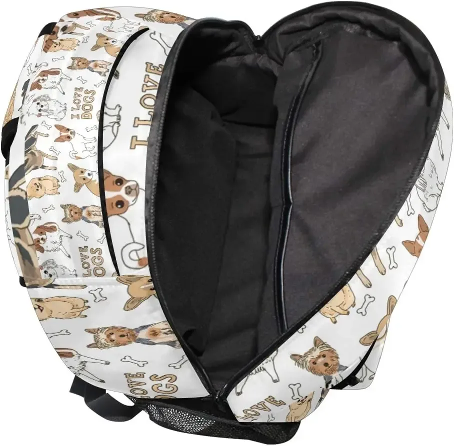 grand sac à dos imprimé chien doodle mignon pour enfants, garçons et filles, étudiant, personnalisé, ordinateur portable, ipad, tablette, sac d'école de voyage